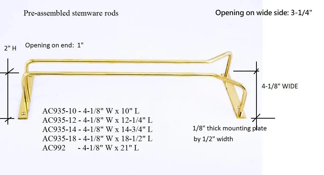 14-3/4"L Pre-Assembled Stemware Rods