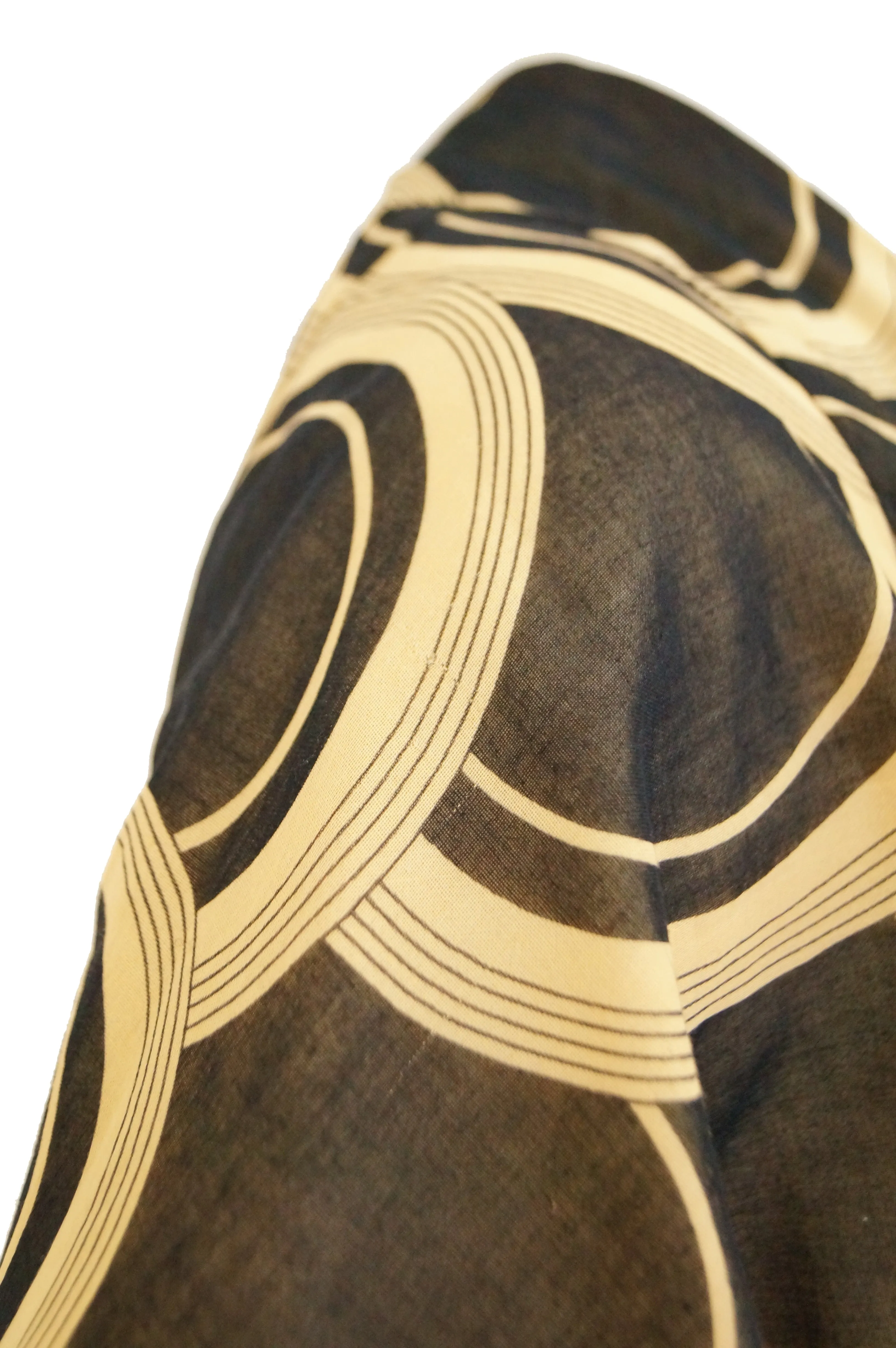 1960s Pauline Trigere Circle OP Art Cotton Dress w/ Scalloped Sleeve & Scarf