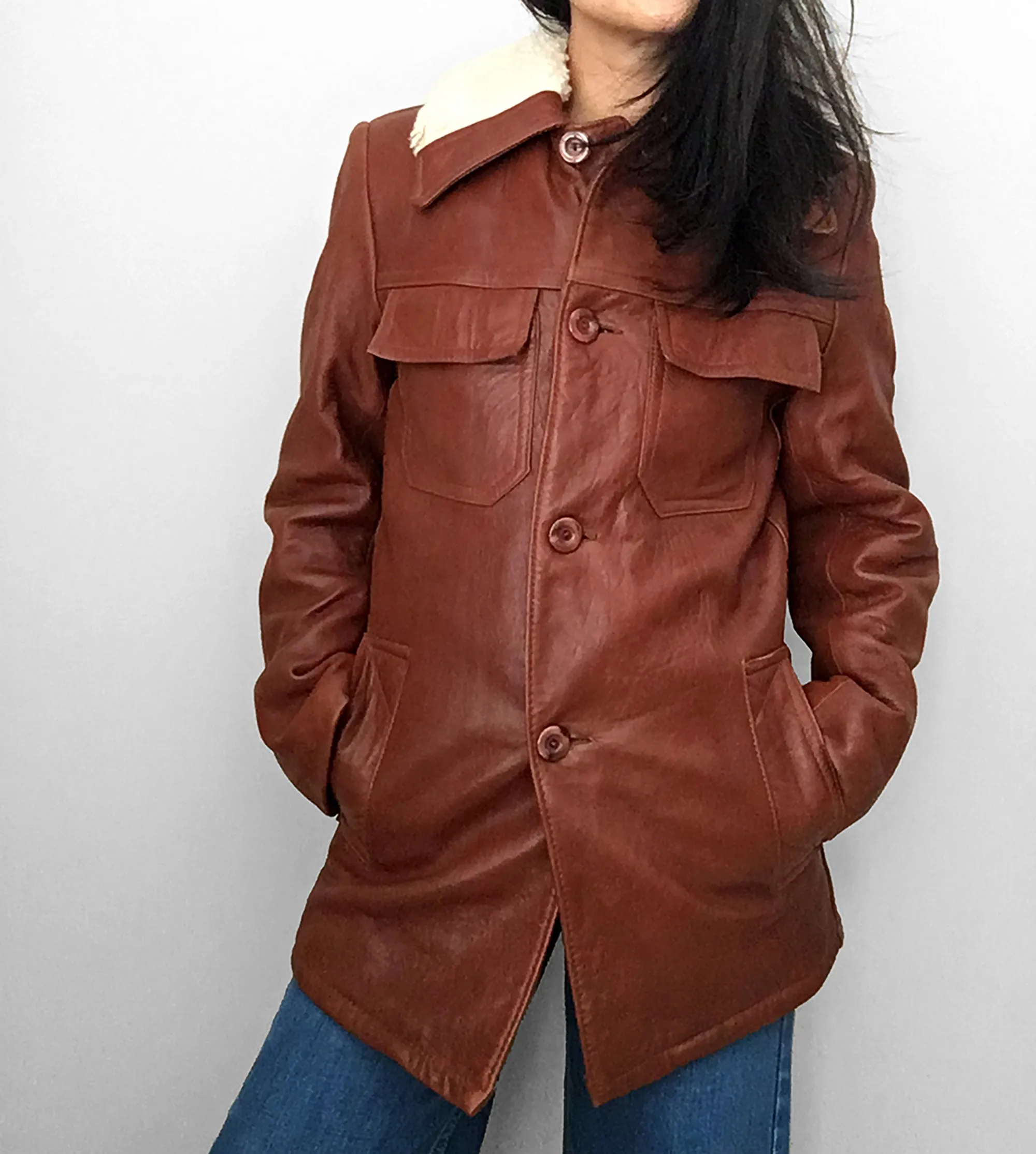1970s Saddle-Brown Buttery Soft Shearling Jacket