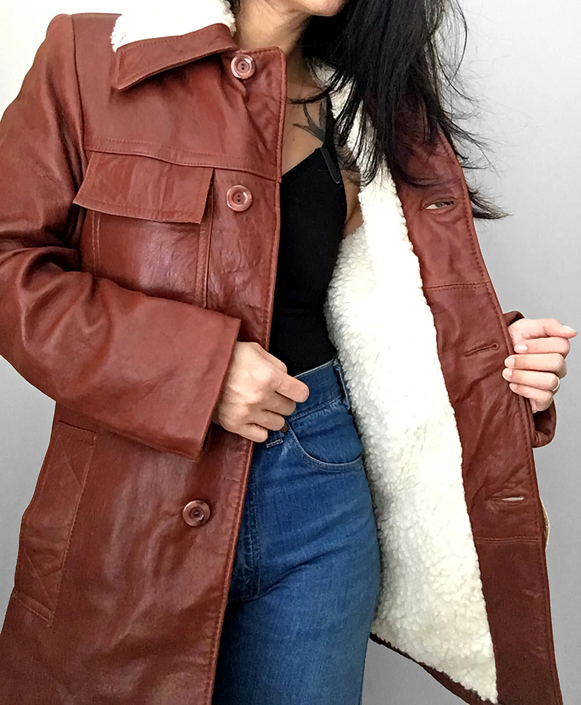 1970s Saddle-Brown Buttery Soft Shearling Jacket