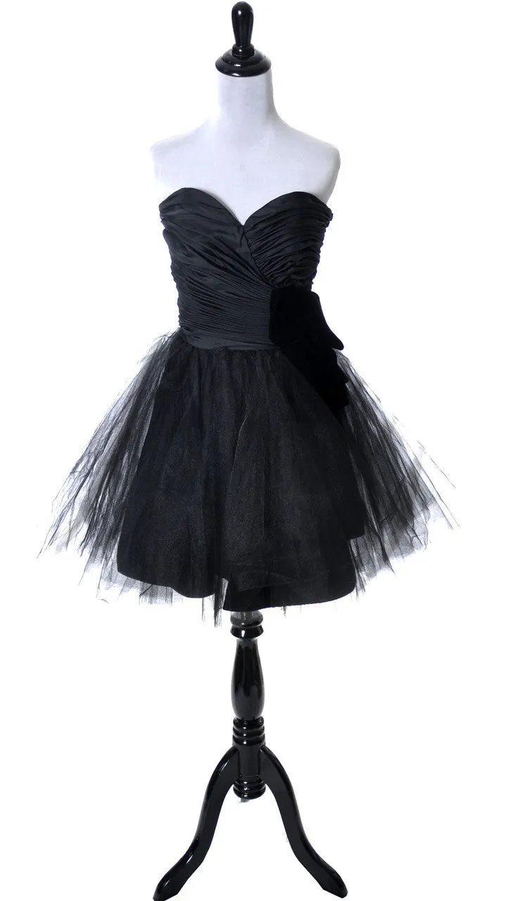 1980's Lillie Rubin Black Strapless Party Dress