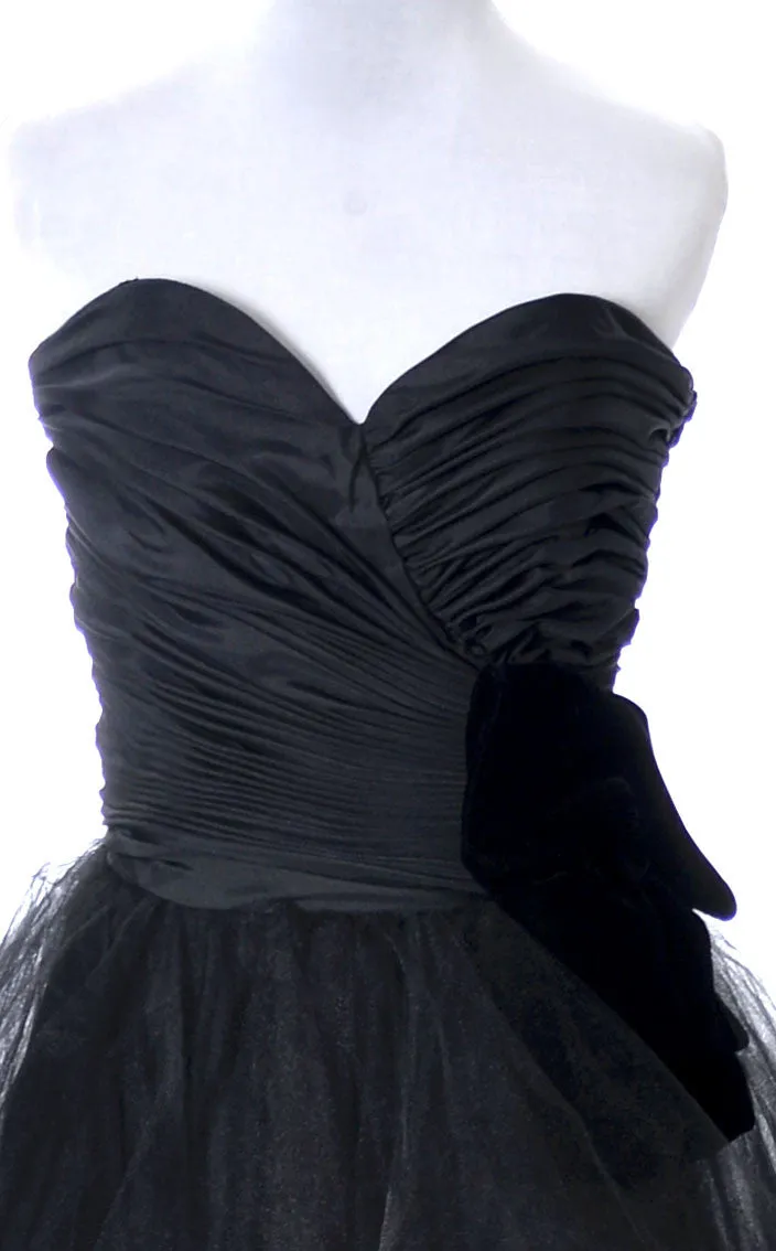 1980's Lillie Rubin Black Strapless Party Dress