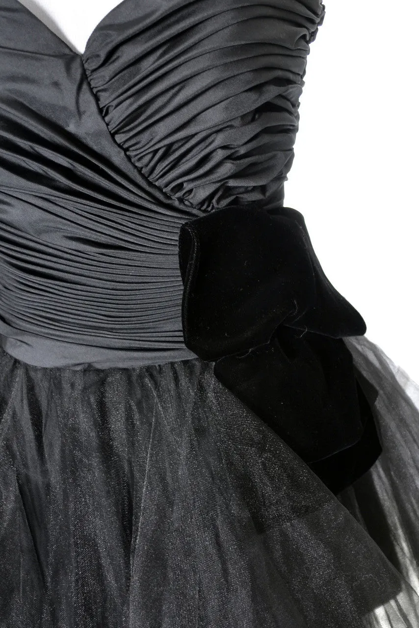 1980's Lillie Rubin Black Strapless Party Dress