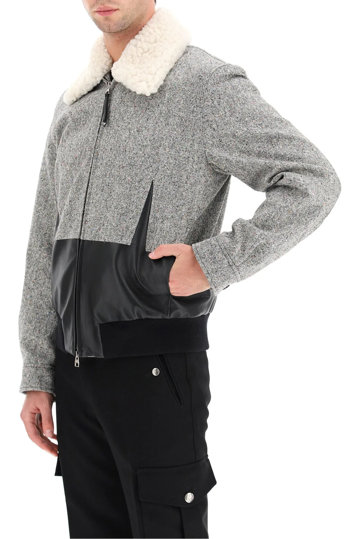 Alexander McQueen Shearling Collar Panelled Jacket