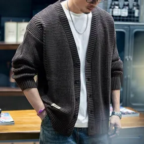 American Heavy V-neck Knit Cardigan P0397