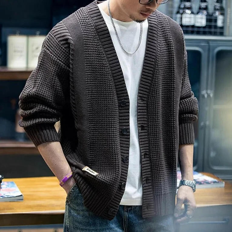 American Heavy V-neck Knit Cardigan P0397