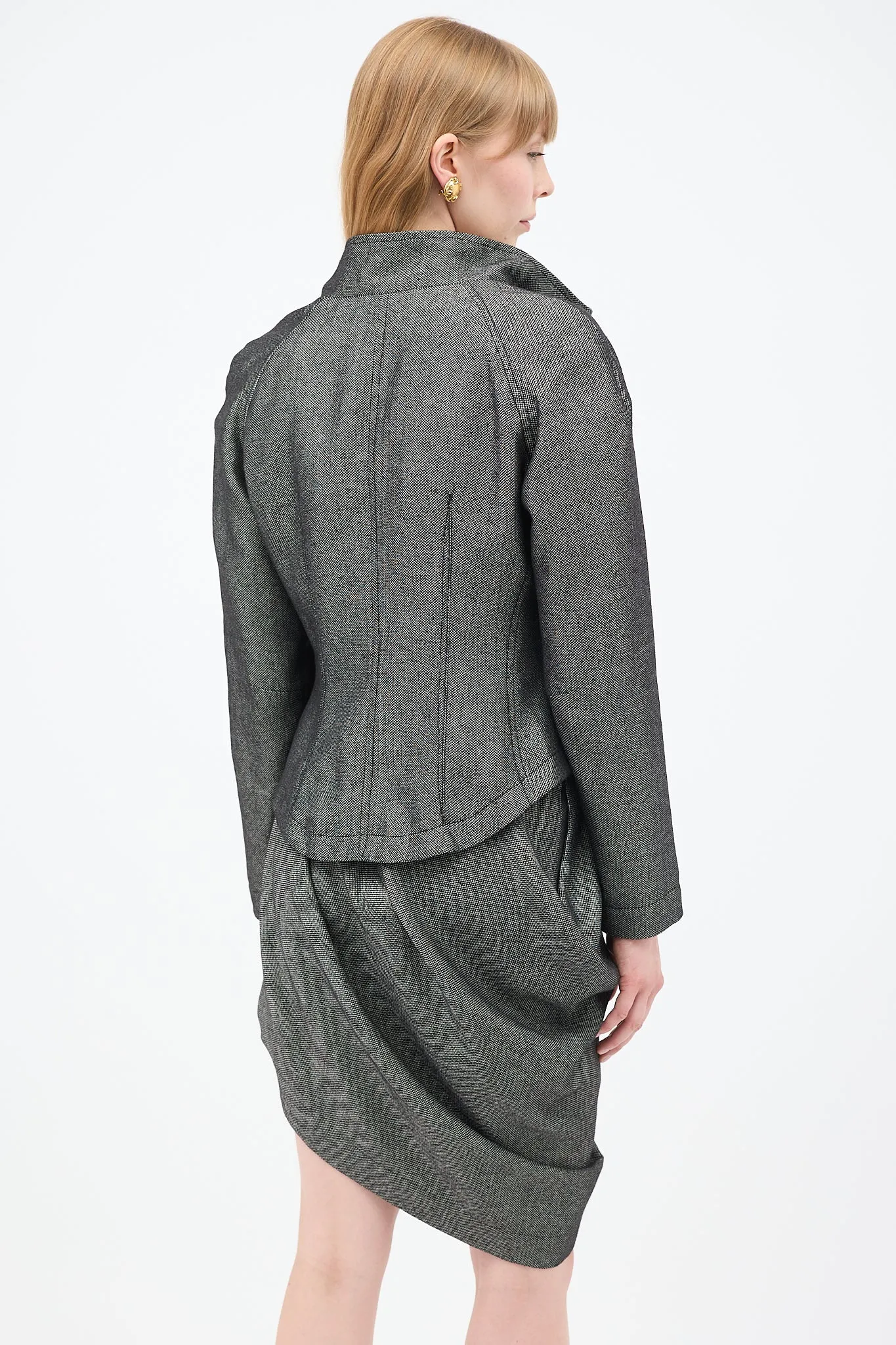 Anglomania Grey & Black Asymmetrical Gallop Skirt Suit