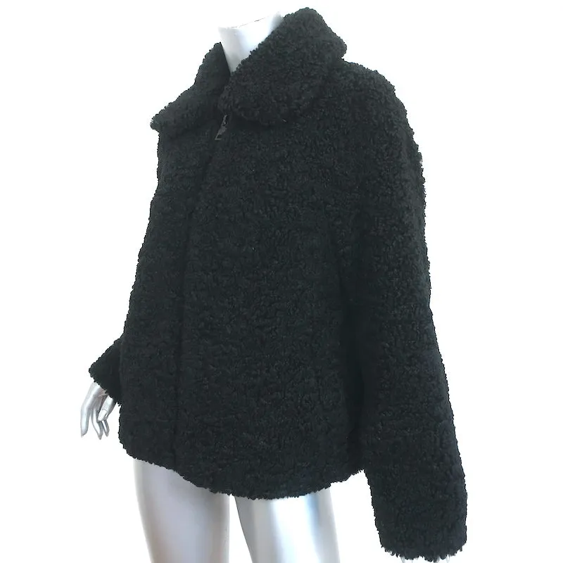 Apparis Tara Faux Shearling Jacket Black Size Medium Zip-Up Short Coat