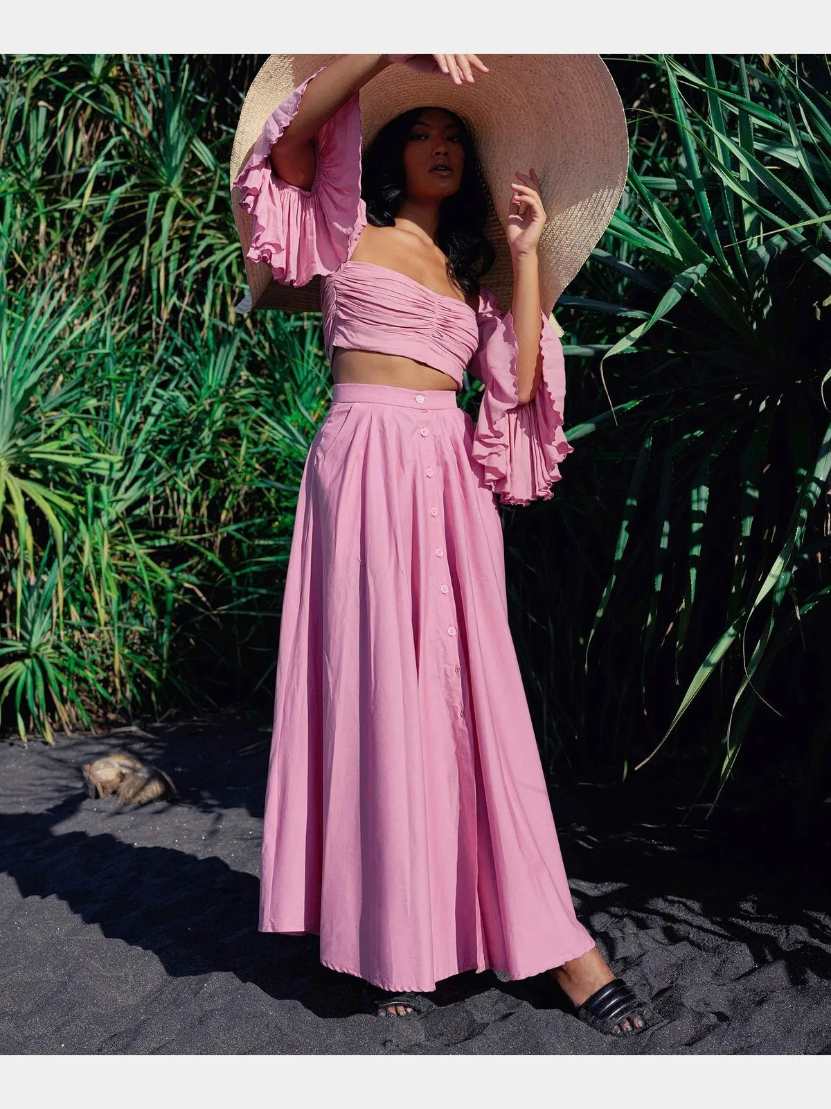 ARUM Pleated Maxi Skirt in Blush