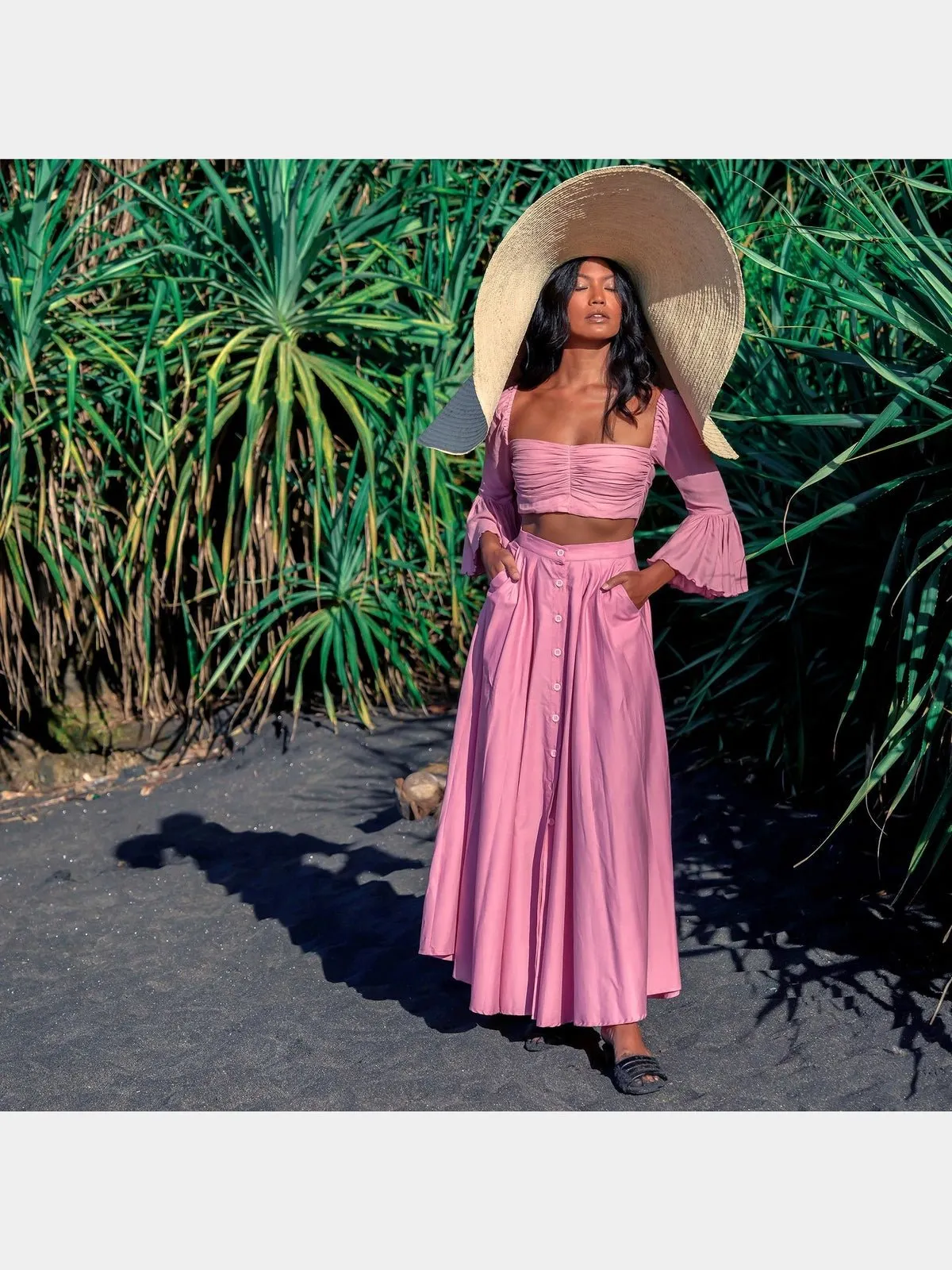 ARUM Pleated Maxi Skirt in Blush