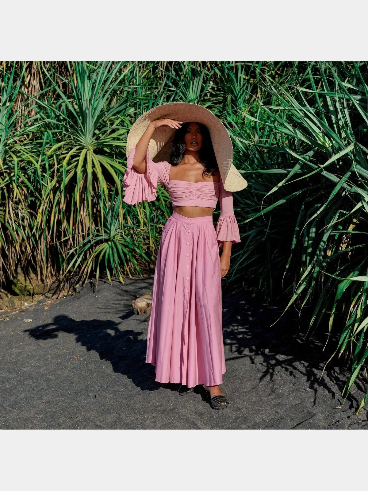 ARUM Pleated Maxi Skirt in Blush