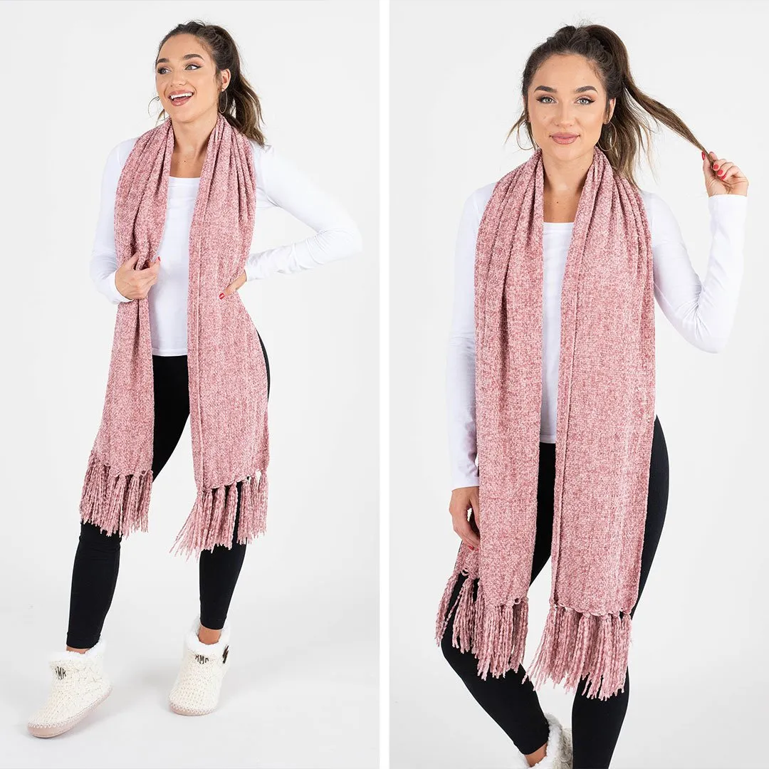 Beautiful New Day Mauve Pink Chenille Scarf