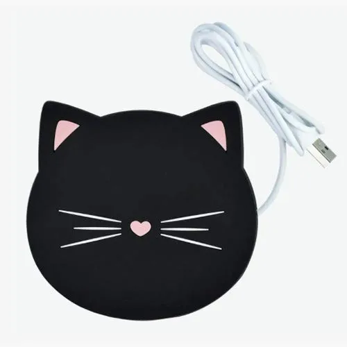 Black Cat USB Mug Warmer and Matching Mouse Mat - Gift Set