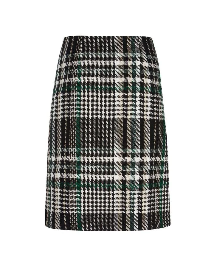 Black/Green A-Line Check Skirt