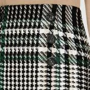 Black/Green A-Line Check Skirt