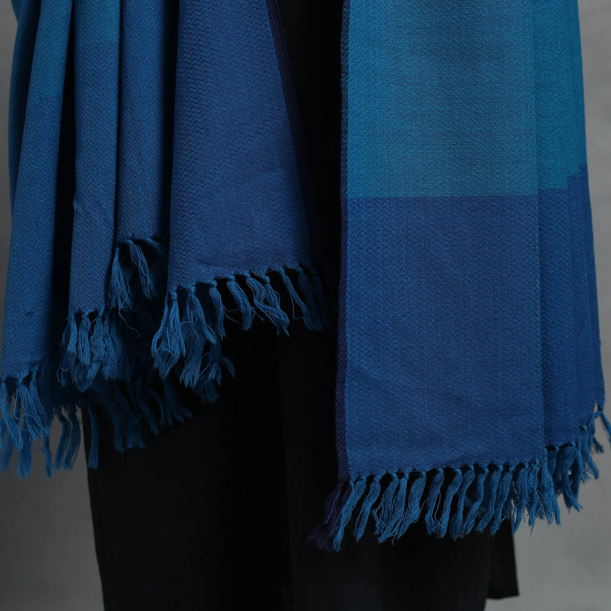 Blue - Kumaun Handwoven Pure Merino Wool Shawl for Women 46