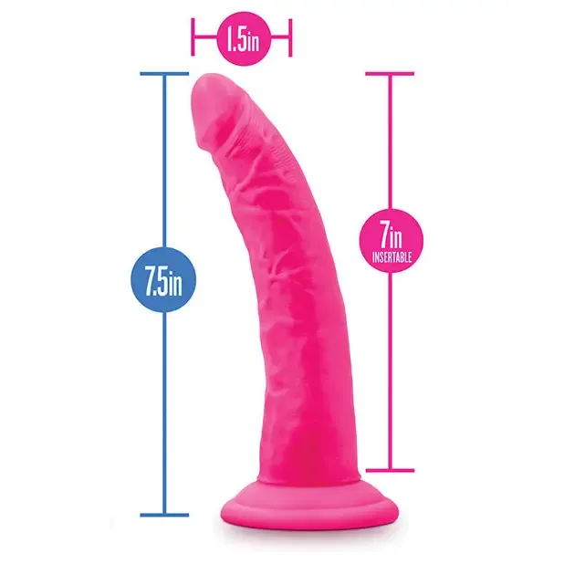 Blush Neo Elite 7.5 in. Silicone Dual Density Dildo with Balls & Suction Cup Neon Orange