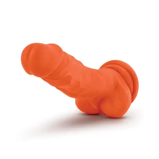 Blush Neo Elite 7.5 in. Silicone Dual Density Dildo with Balls & Suction Cup Neon Orange