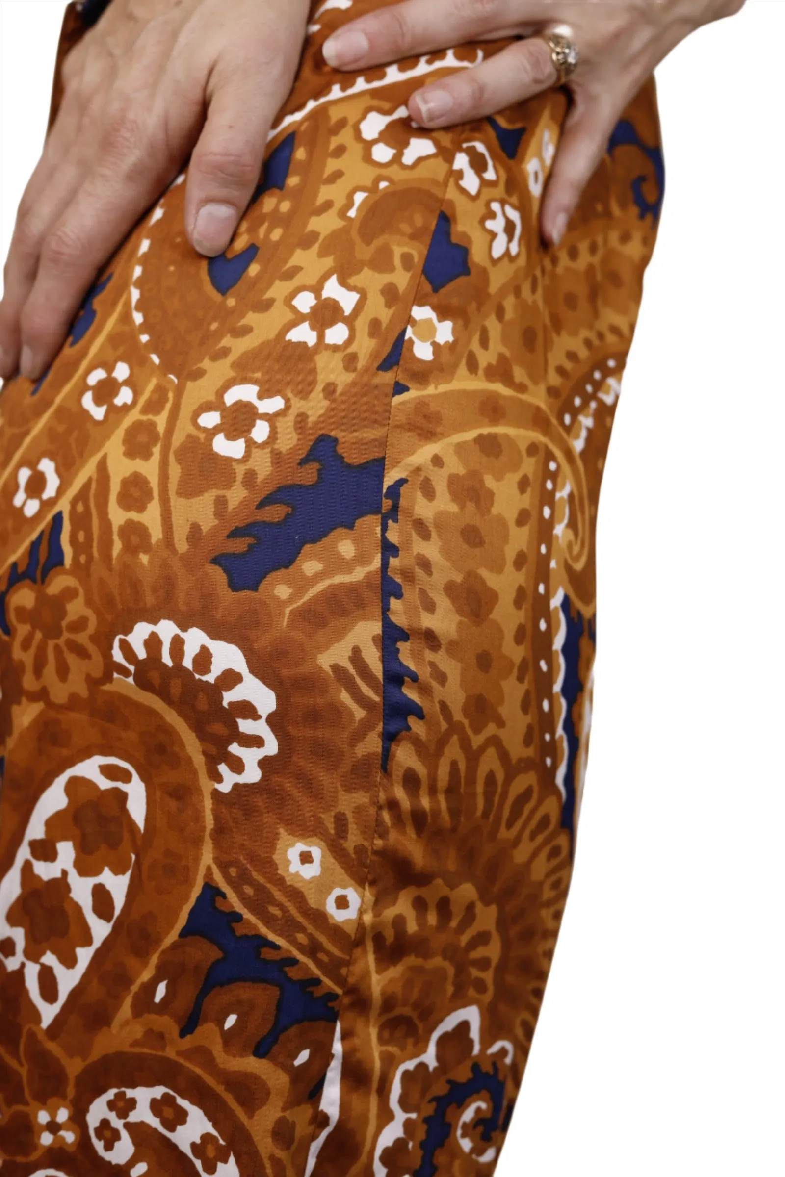Brown Paisley Silk Wideleg Pants 1970s