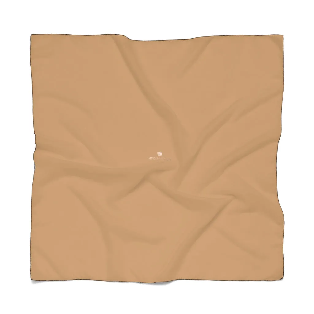 Brown Poly Scarf, Solid Color Lightweight Sheer Scarves Fashion Accessories- Made in USA