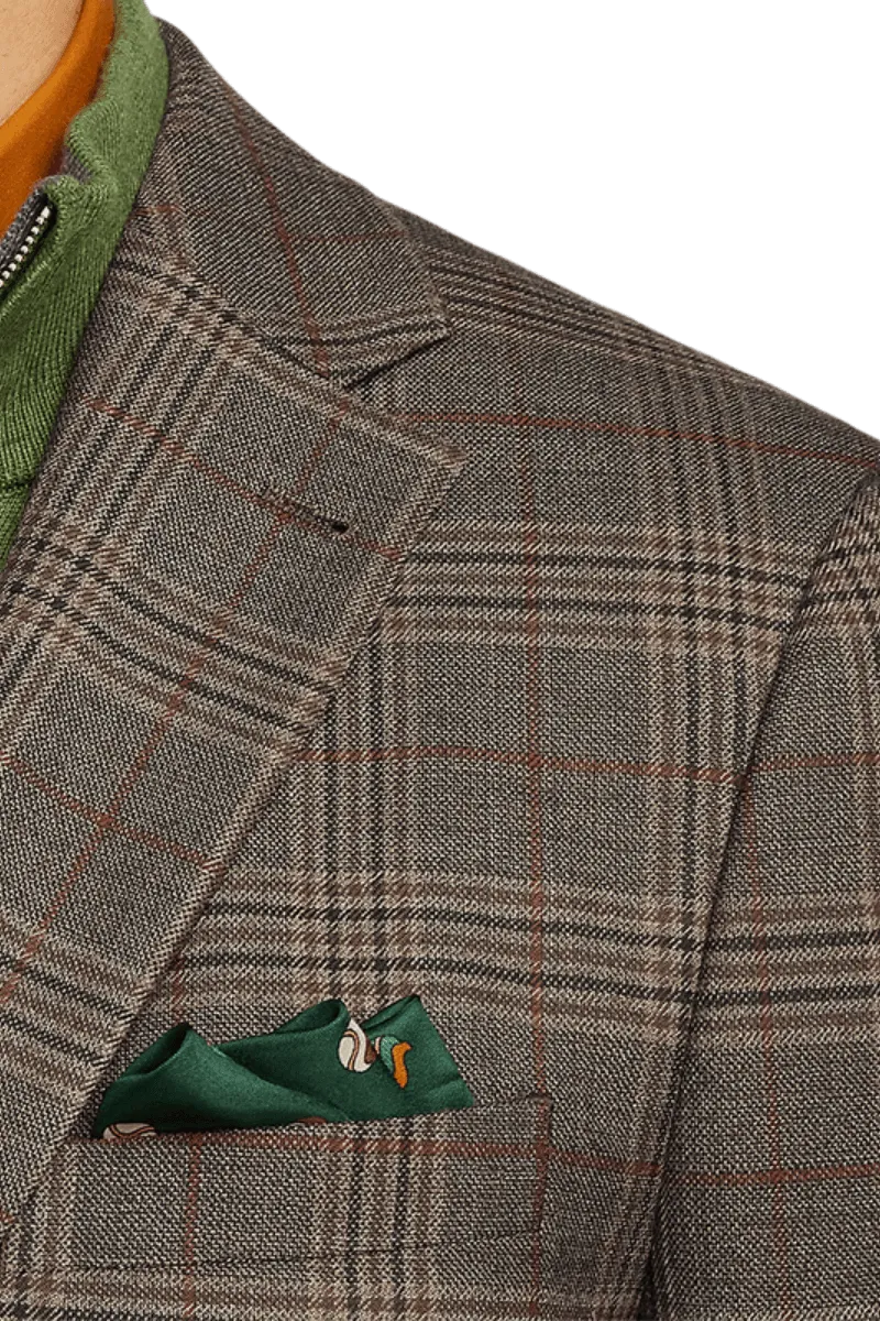 Brown Wool Plaid Single Breasted Notch Lapel Jacket