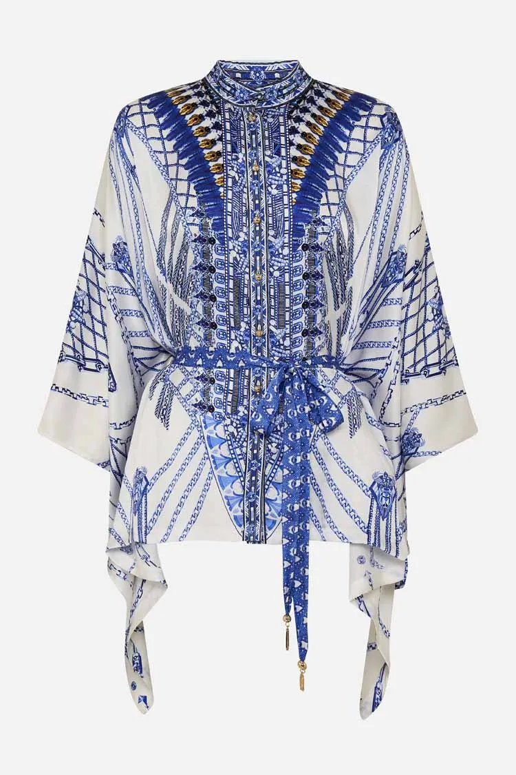 Button Through Scarf Blouse in Dancing With Daylight