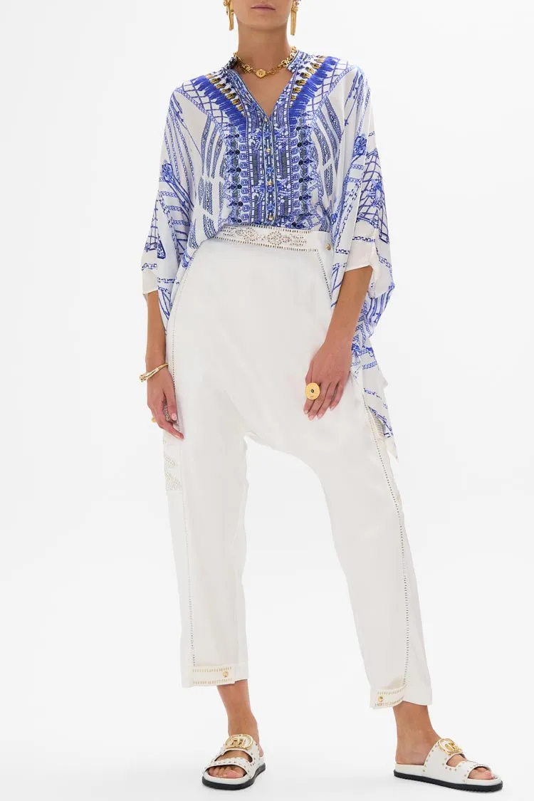 Button Through Scarf Blouse in Dancing With Daylight