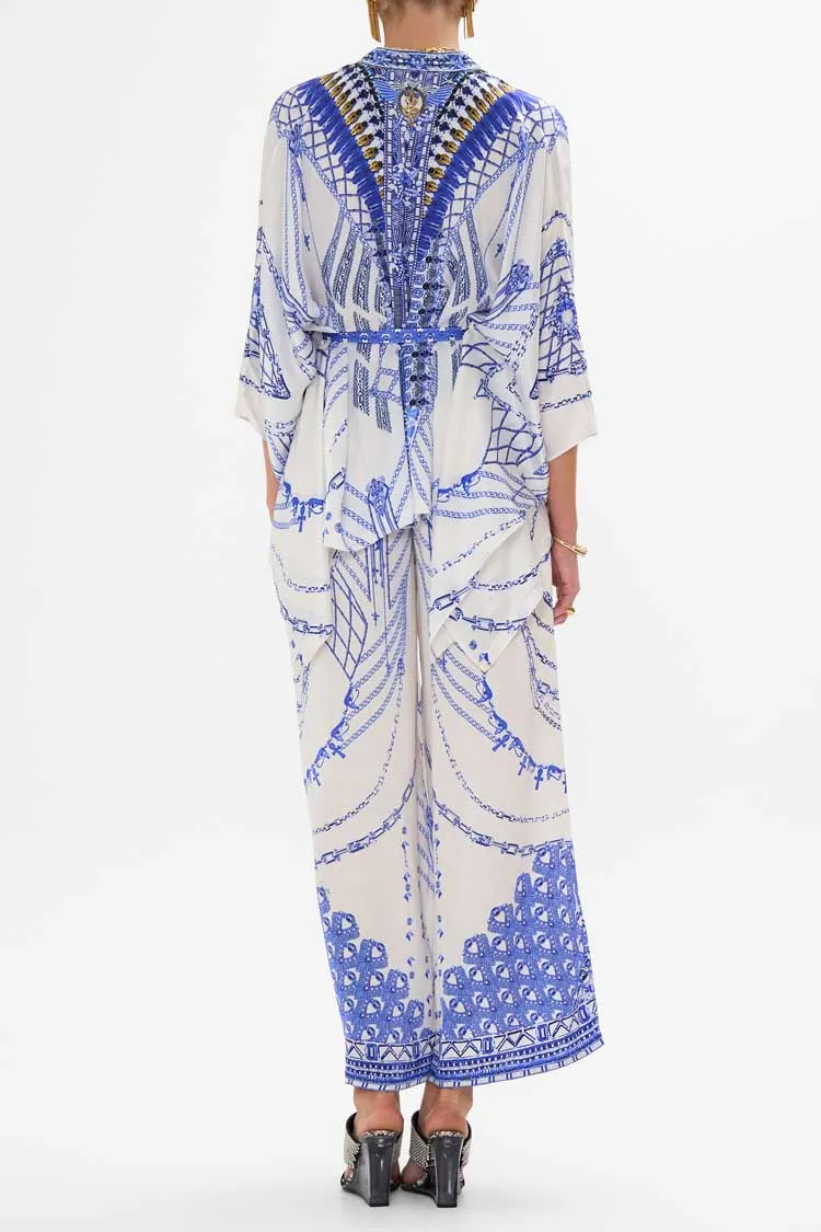 Button Through Scarf Blouse in Dancing With Daylight