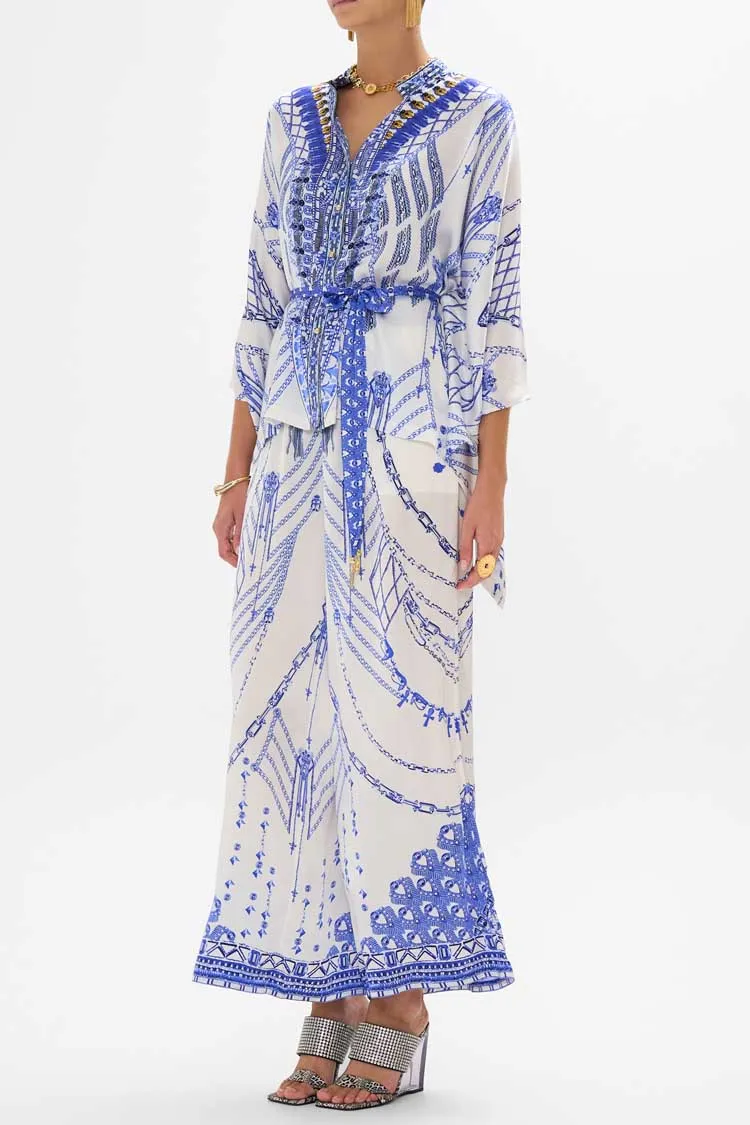 Button Through Scarf Blouse in Dancing With Daylight