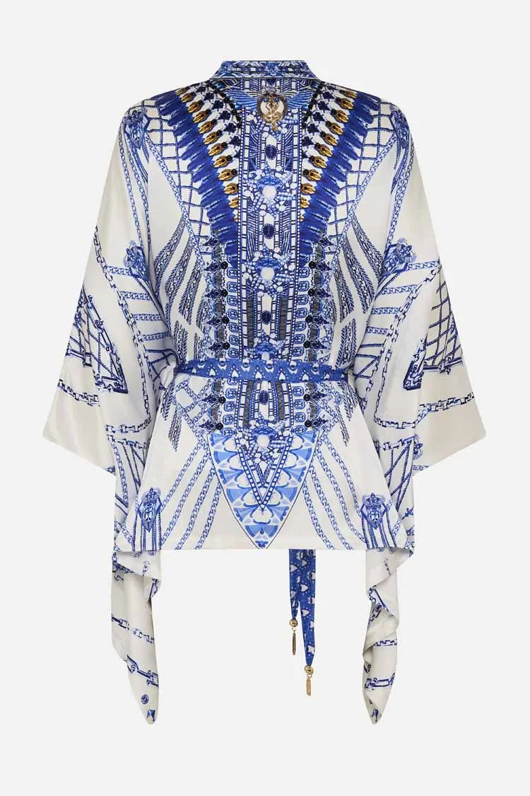 Button Through Scarf Blouse in Dancing With Daylight