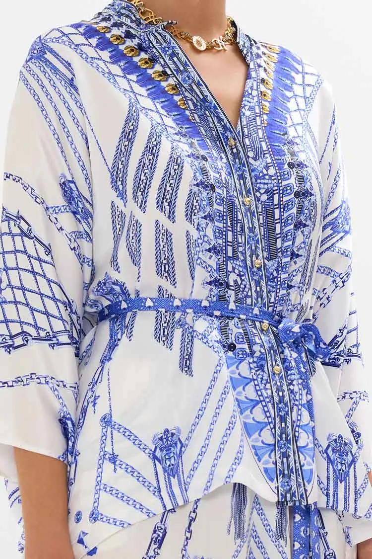Button Through Scarf Blouse in Dancing With Daylight