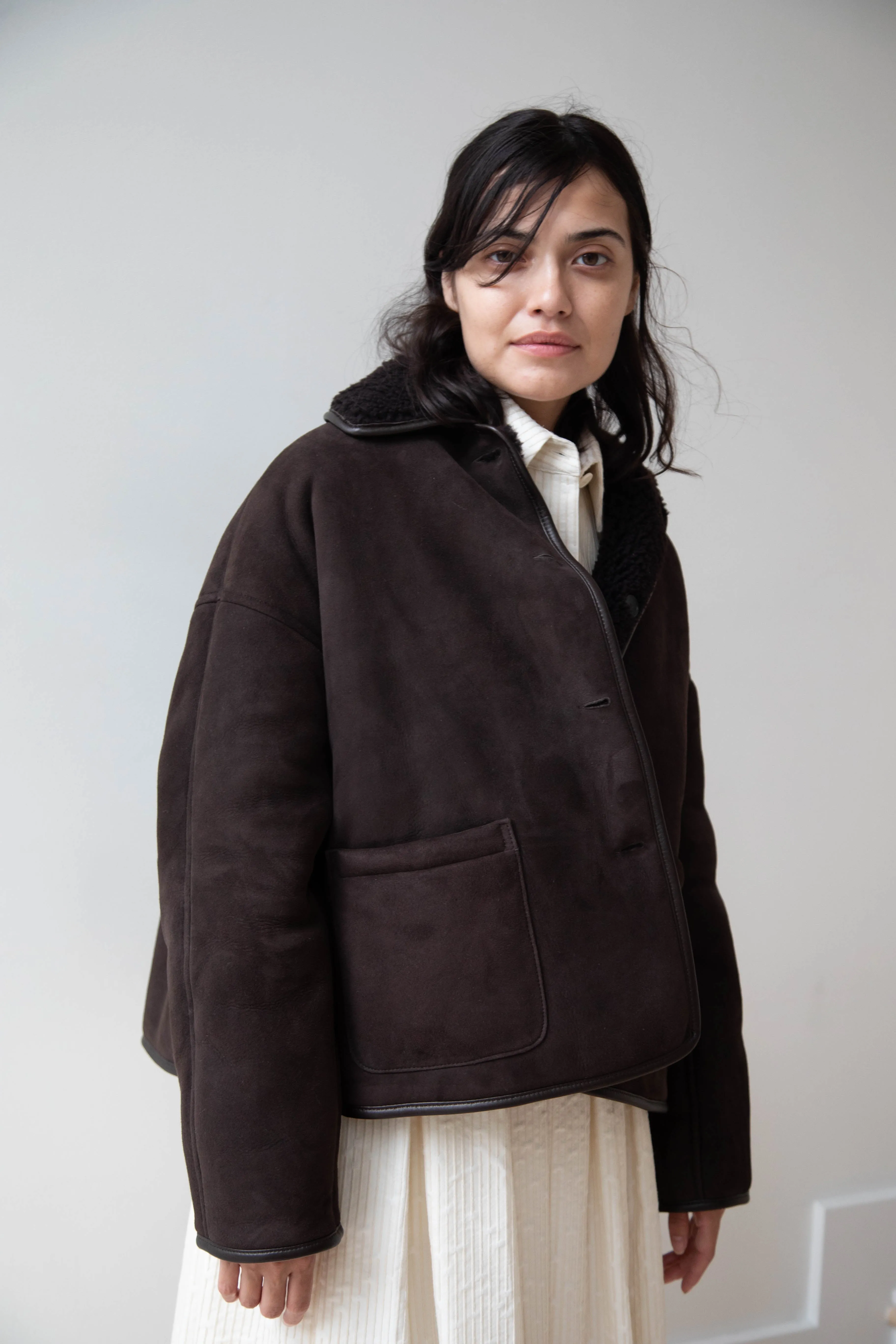 Cawley | Avis Jacket in Chocolate Shearling