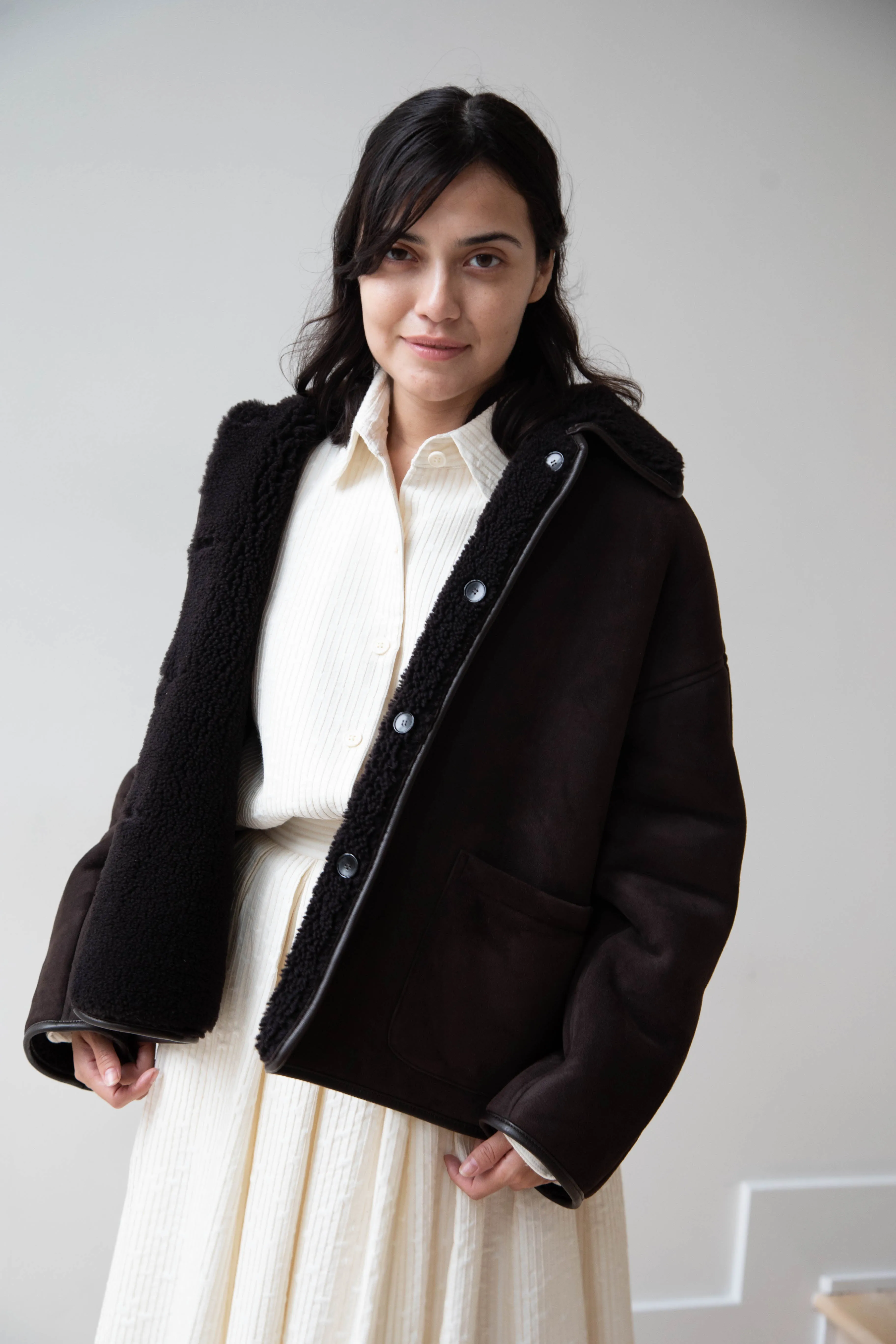 Cawley | Avis Jacket in Chocolate Shearling