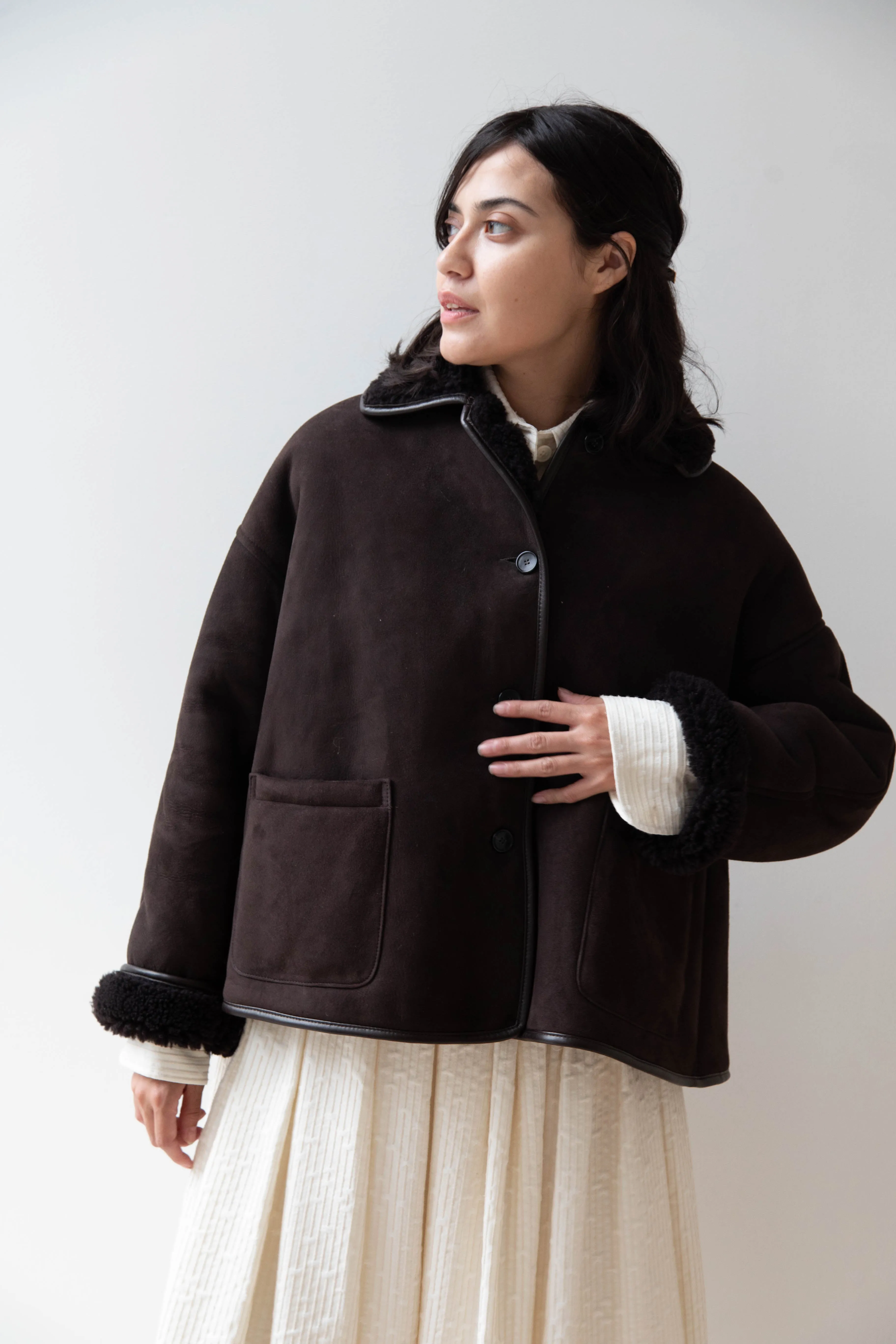 Cawley | Avis Jacket in Chocolate Shearling