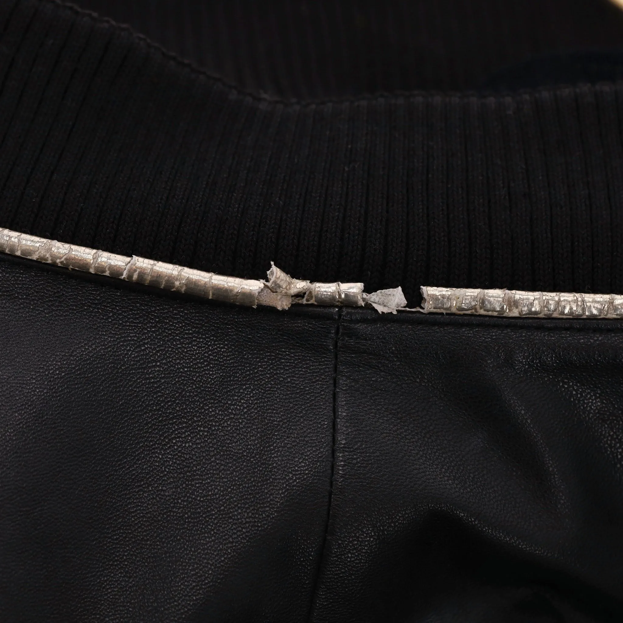 Chanel Leather Bomber Jacket With Pearl Buttons. Size 42IT