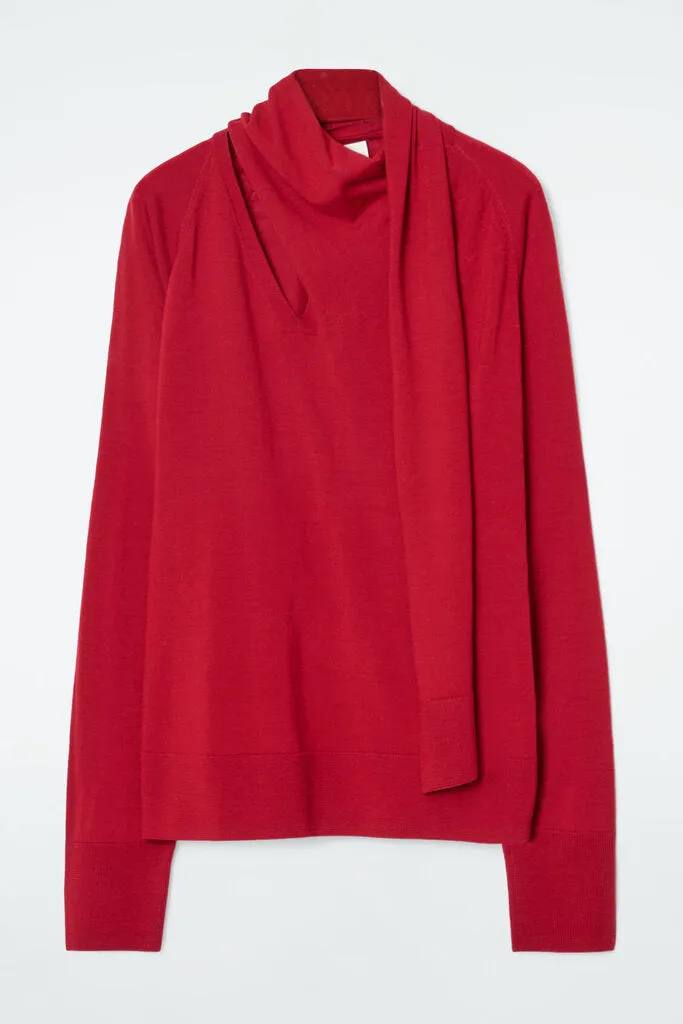 COS Scarf-Detail Wool Turtleneck Sweater - Size Medium