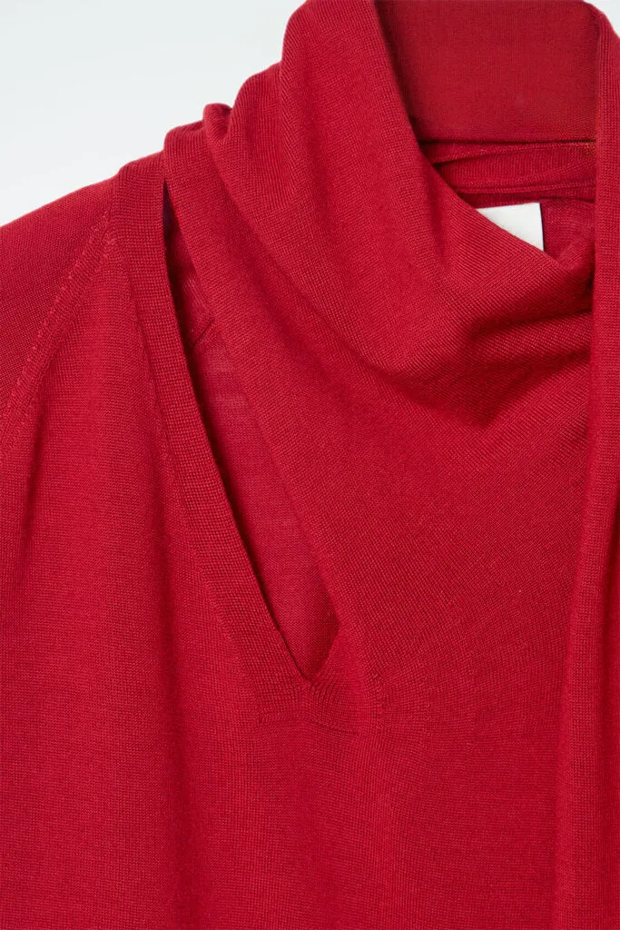 COS Scarf-Detail Wool Turtleneck Sweater - Size Medium
