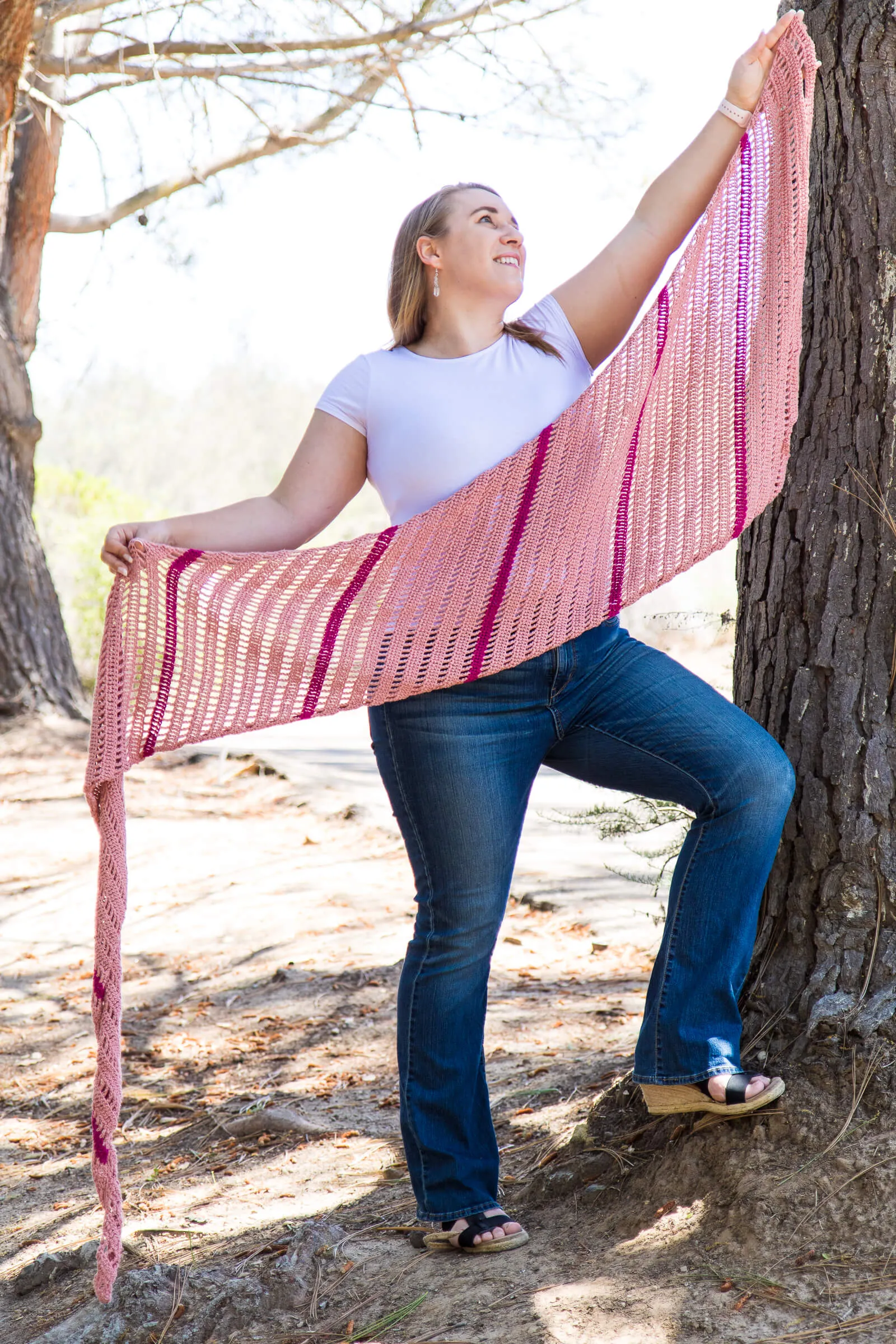 Crochet Kit - Striped Keyhole Boomerang Shawl