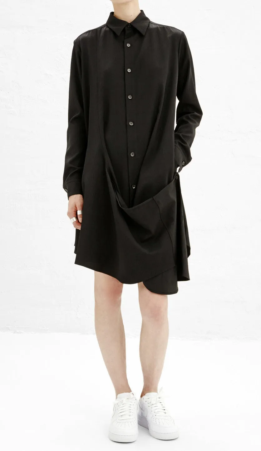 Crossover Buttoned Dress // Loose Fit Cape-Style Blouse Shirt