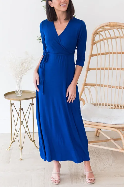 Flytonn-Black Friday Sale - Solid Wrap Maxi Dress