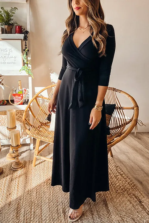 Flytonn-Black Friday Sale - Solid Wrap Maxi Dress