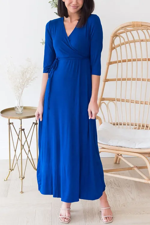 Flytonn-Black Friday Sale - Solid Wrap Maxi Dress