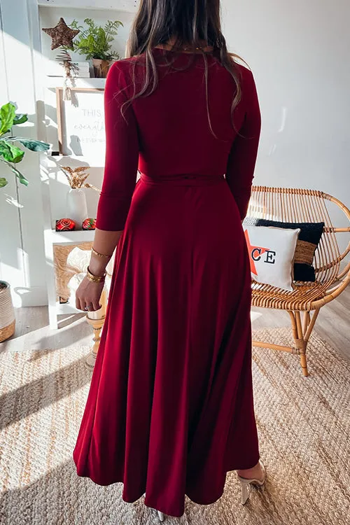 Flytonn-Black Friday Sale - Solid Wrap Maxi Dress