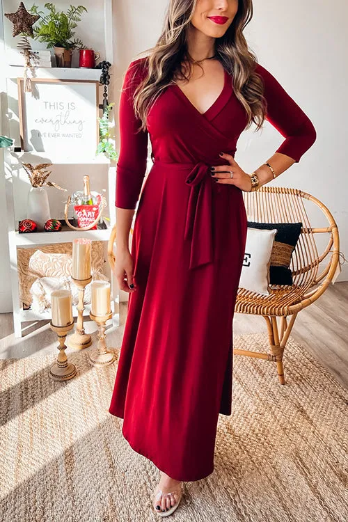 Flytonn-Black Friday Sale - Solid Wrap Maxi Dress