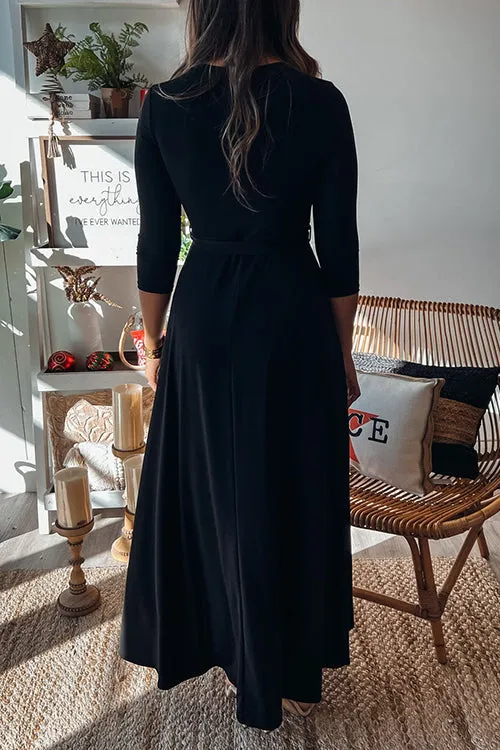 Flytonn-Black Friday Sale - Solid Wrap Maxi Dress