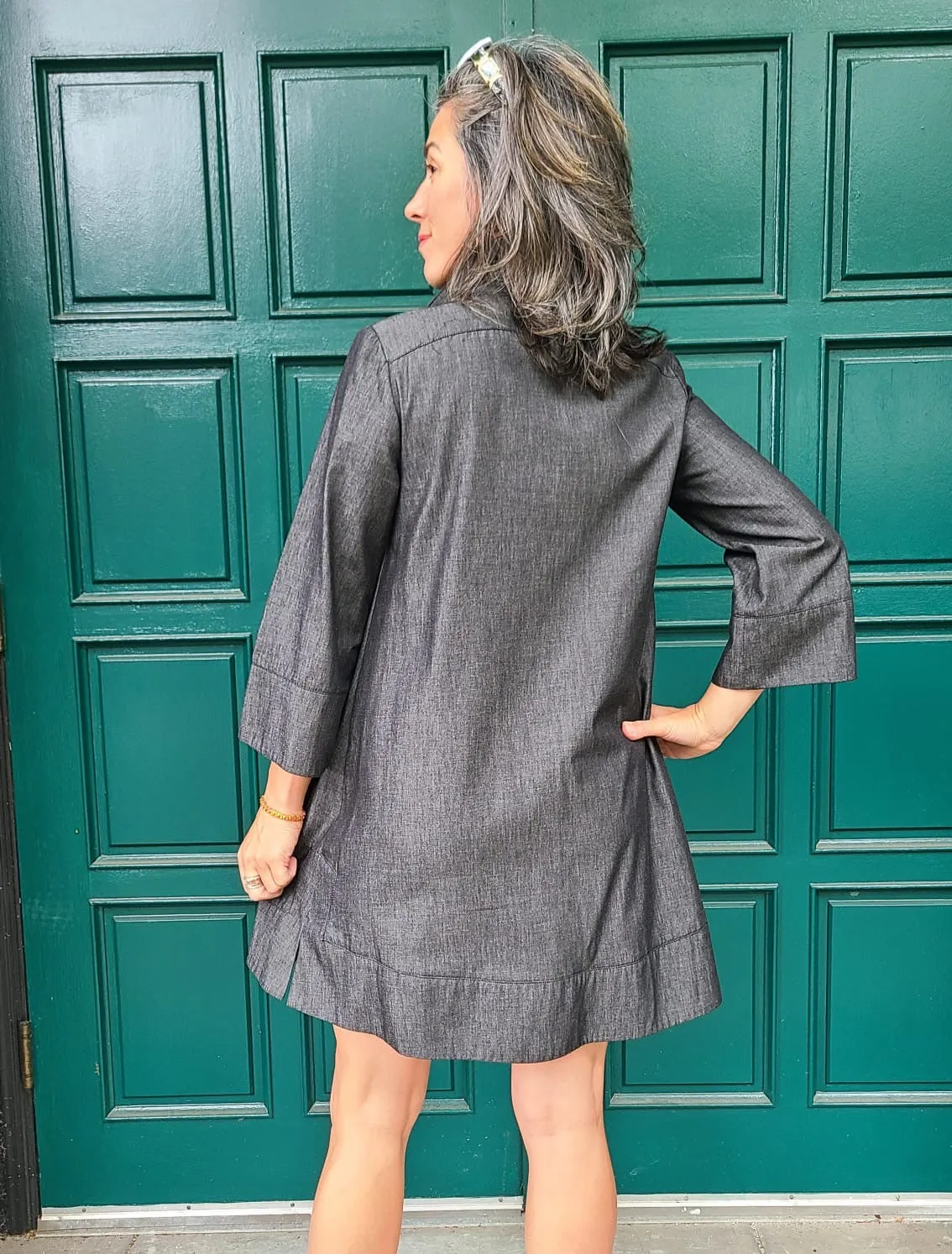 FP5183 Black Denim Flared Dress/tunic