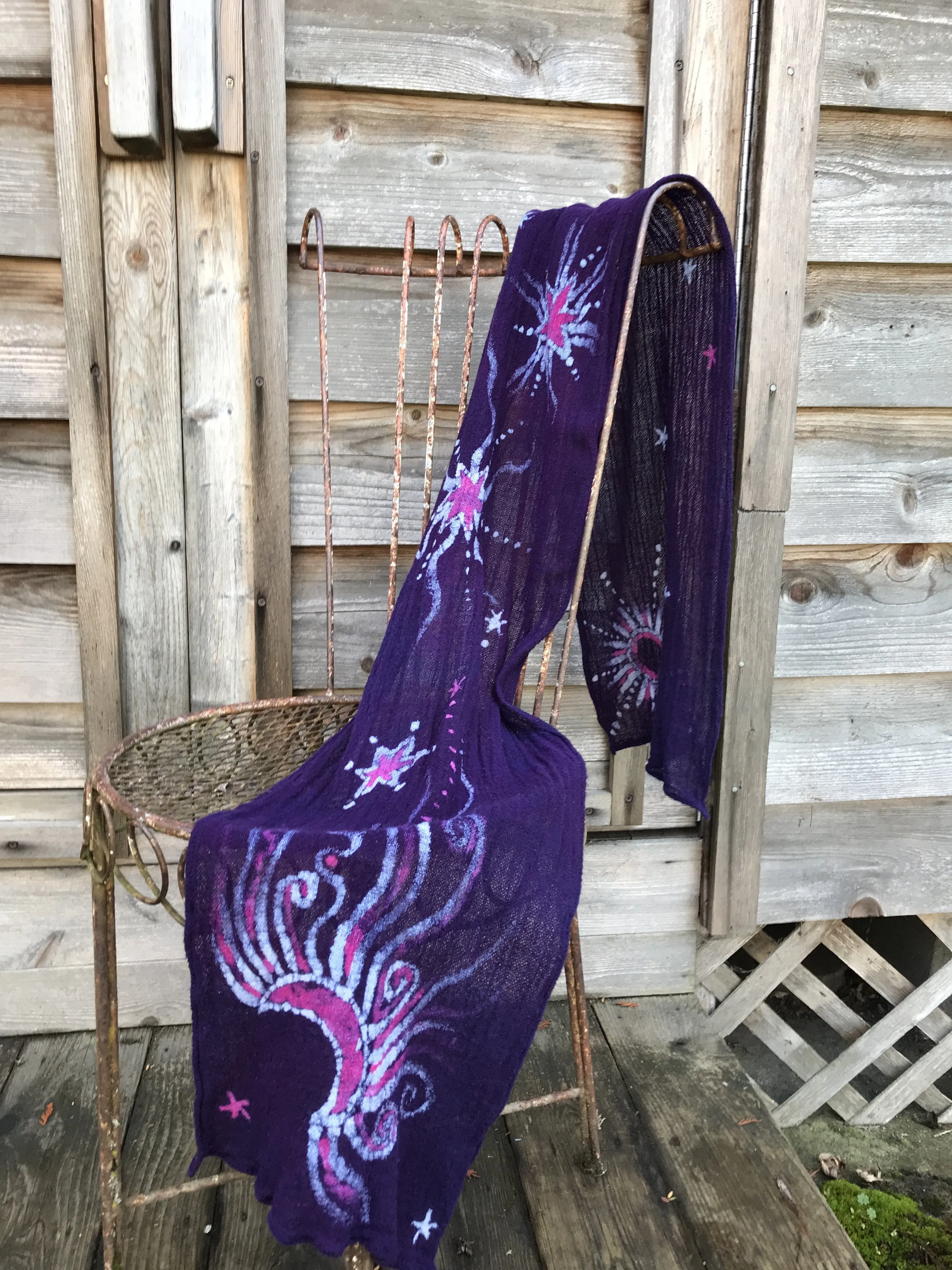 Galaxy Of Celestial Gifts Handmade Batik Scarf in Organic Cotton - Longer Length
