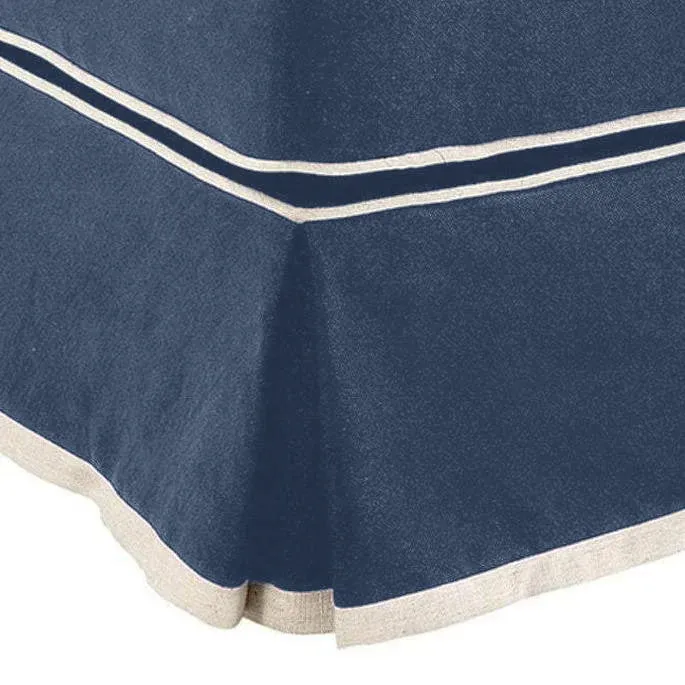 Hampton Ottoman Navy with White Piping