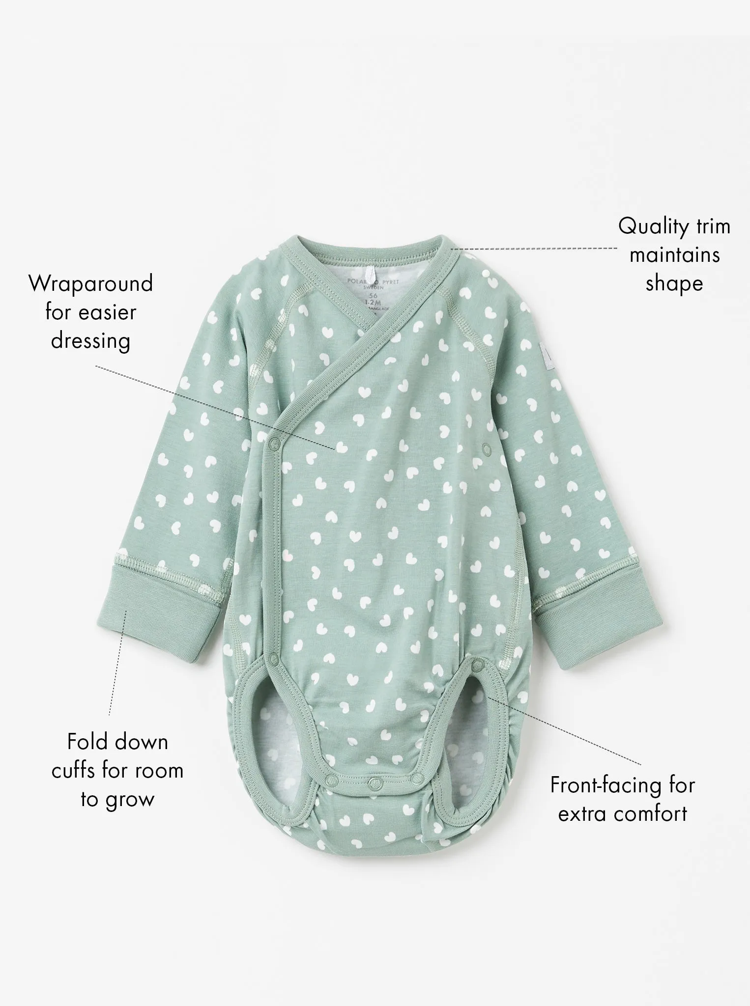 Heart Print Wraparound Babygrow