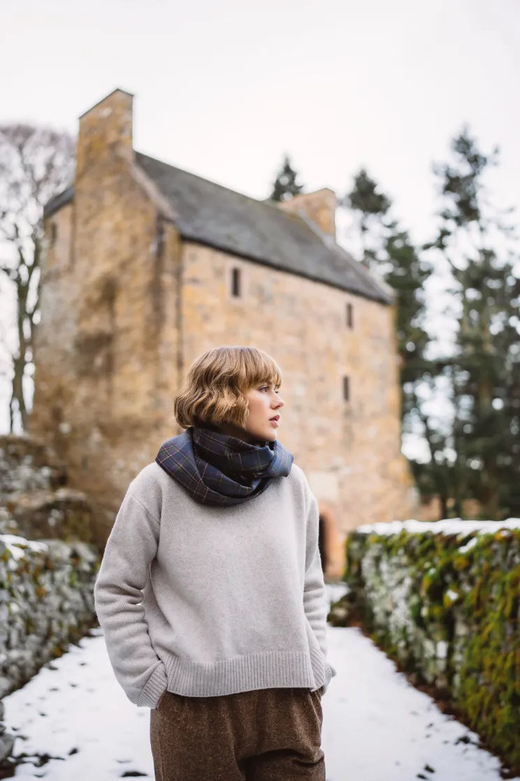 Highland Mist Tartan Cowl Wrap Scarf by LoullyMakes